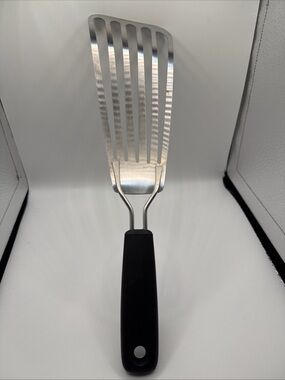 OXO Stainless Steel Slotted Turner Spatula with Black Handle